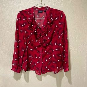 🔴 Investments print Blouse size 16 Petite